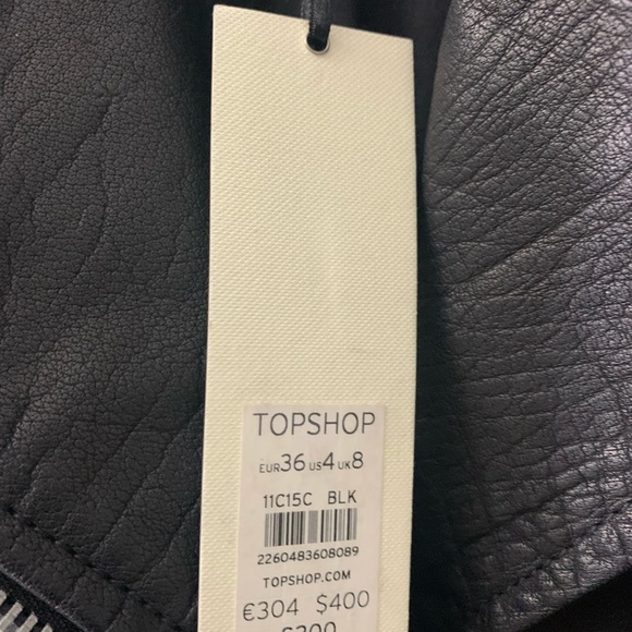 TopShop womens real leather black biker jacket - Picture 4 of 12